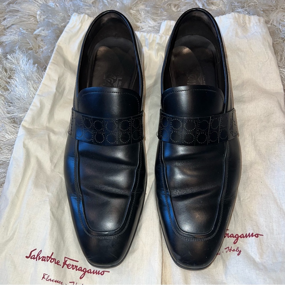 Salvatore Ferragamo Black Leather Loafers